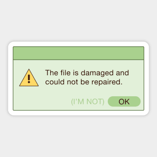 Damaged File Error Notification (Green) Sticker